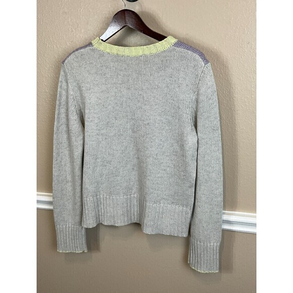New Splendid Mally Purple Gray Green Colorblock M Sweater Cropped Cozy Comfy Top - Picture 5 of 12